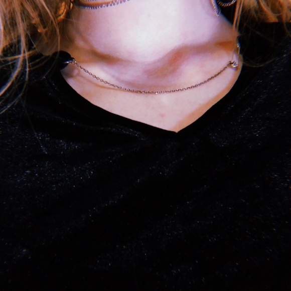 VELVET CHAIN NECK BLOUSE 3/4 SLEEVE MEDIUM BLACK - Picture 4 of 4